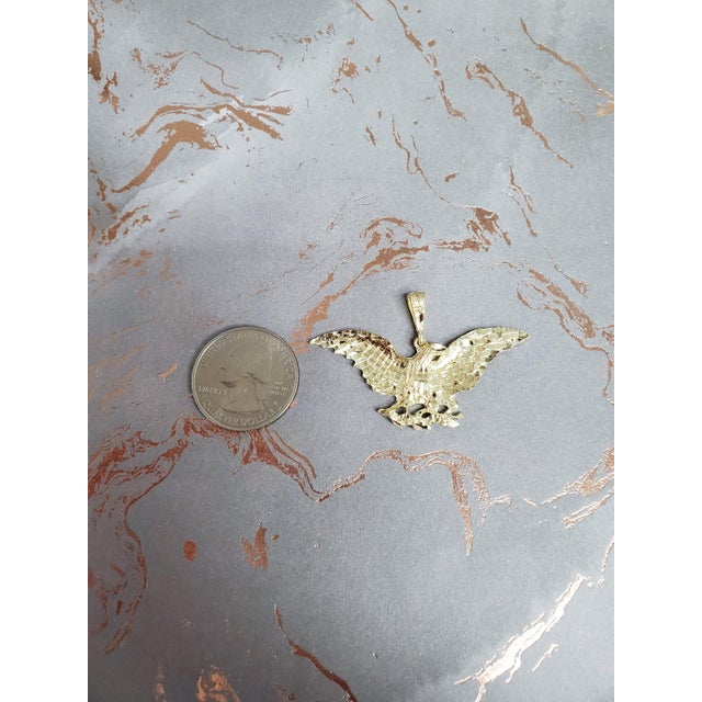 Contemporary Eagle Perched on Branch with Diamond Cut Necklace 14k Yellow Gold 16" For Sale - Image 3 of 3