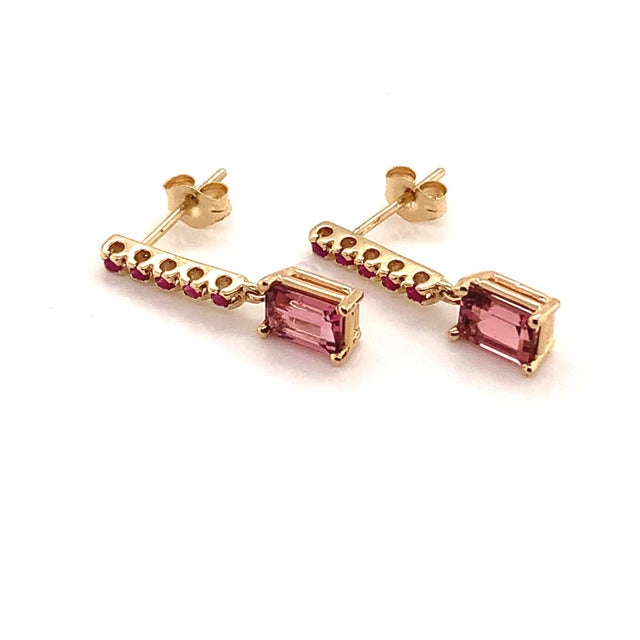 Rubellite Tourmaline Ruby Earrings 14k Gold 1.25 TCW Certified For Sale - Image 15 of 18