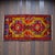 This vibrant hand-knotted small rug features a striking chartreuse field adorned with two bold geometric medallions,...