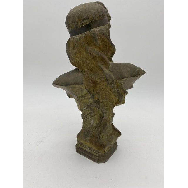 1900 - 1909 1900-1909 French Art Nouveau Atala Bronze Bust W/ Pewter Finished For Sale - Image 5 of 8