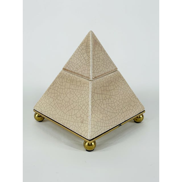Pink Vintage Postmodern Ceramic Pyramid Box For Sale - Image 8 of 12