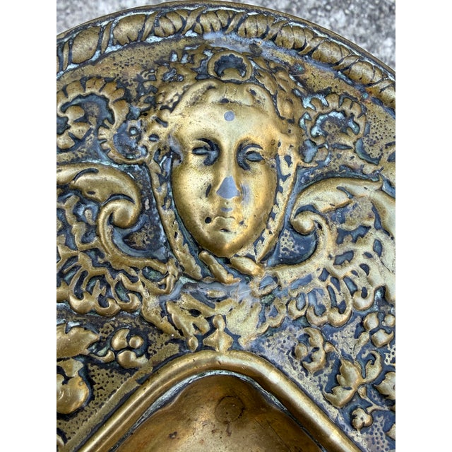 1900 - 1909 Victorian Brass Tray on Custom Base as Side Table For Sale - Image 5 of 6