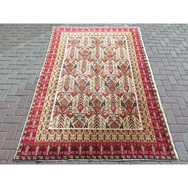 Mid 20th Century Vintage Turkish Wool Carpet Handmade Tribal Area Rug For Sale - Image 11 of 11
