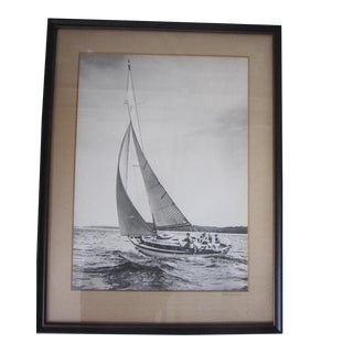 Vintage Black & White Sailboat Photograph For Sale
