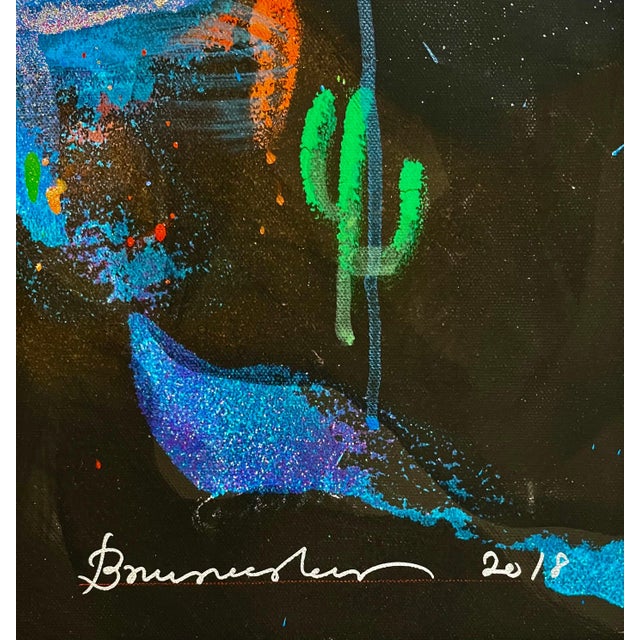 Bruce Helander, Bruce Helander Road Runner Mixed Media Painting with Glitter Florida Pop Art, 2018 For Sale - Image 4 of 6