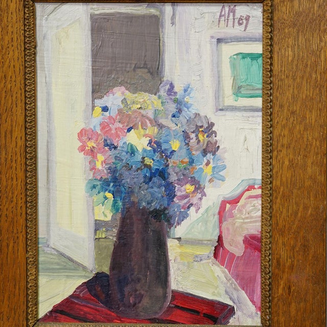 Alexander Michael Oil Painting of Still Life With Flower Bouquet 1969 For Sale - Image 4 of 7