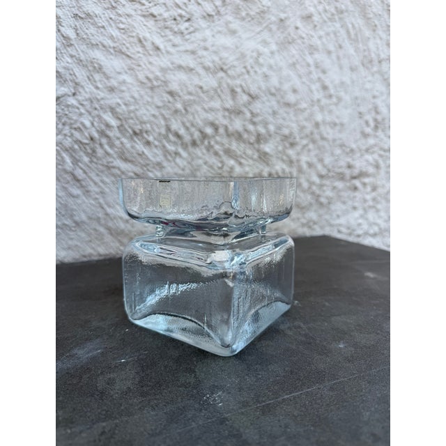Vintage square texture glass vase manufactured by Riihimaen Lasi Oy, Finland. The vase retains it’s original...
