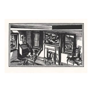 1936 Fiske Boyd Interior Woodcut For Sale