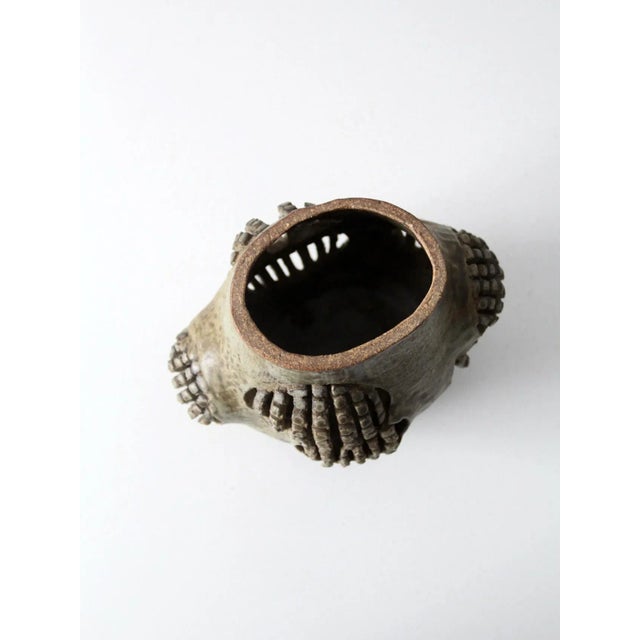 Olive Vintage Free Form Studio Pottery Vase For Sale - Image 8 of 13