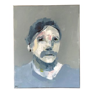 Vintage Boho Original Abstract Oil Portrait on Canvas For Sale