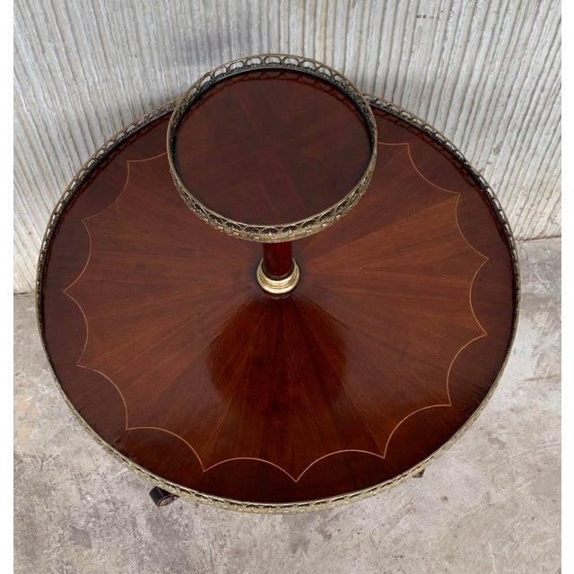 Louis XVI Style Two-Tier Mahogany Bouillotte Round Table in Style of Jansen For Sale - Image 6 of 10