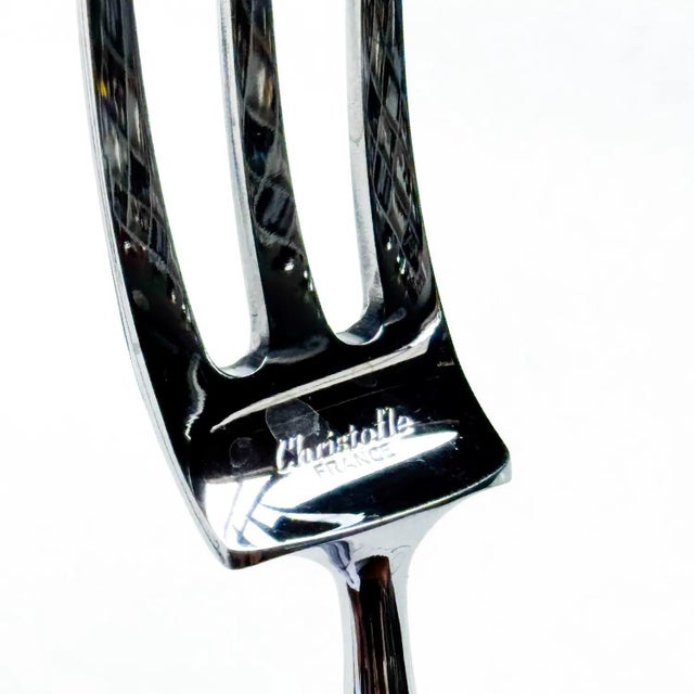 Traditional 1980s Christofle Silver-Plated Serving Fork: French Ornate Flatware For Sale - Image 3 of 3