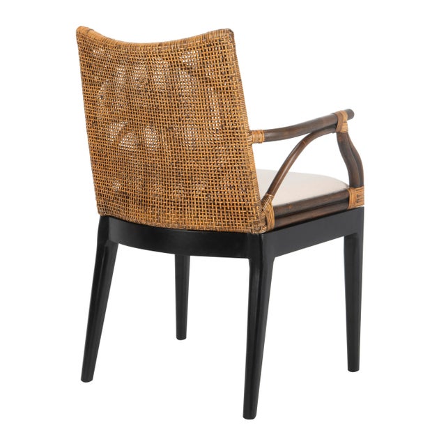 2020s Woven Back Armchair in Brown & White For Sale - Image 5 of 8