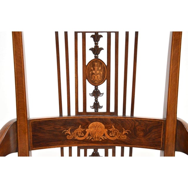 Wood Antique Edwardian Armchair in Satin Wood, 1900s For Sale - Image 7 of 11