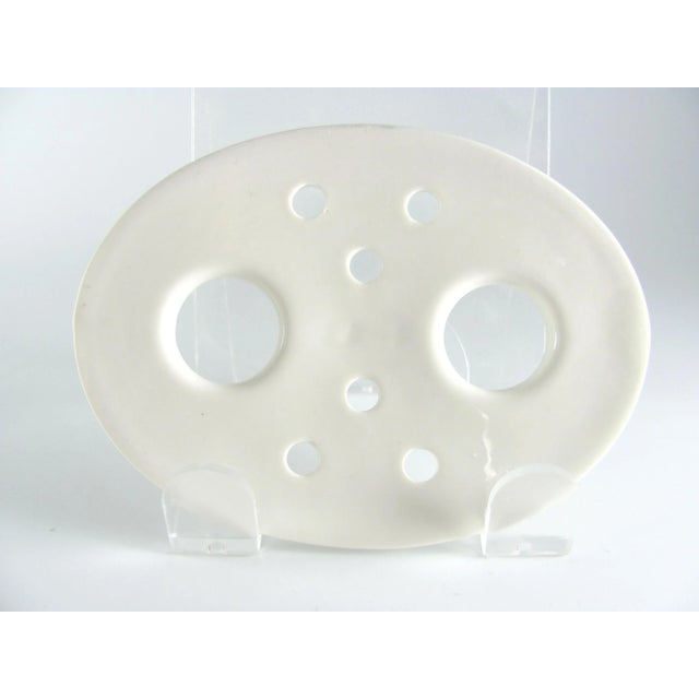 Ceramic Vintage Chinoiserie Blue & White Floral Bud Flower Holder With Frog Vase For Sale - Image 7 of 10