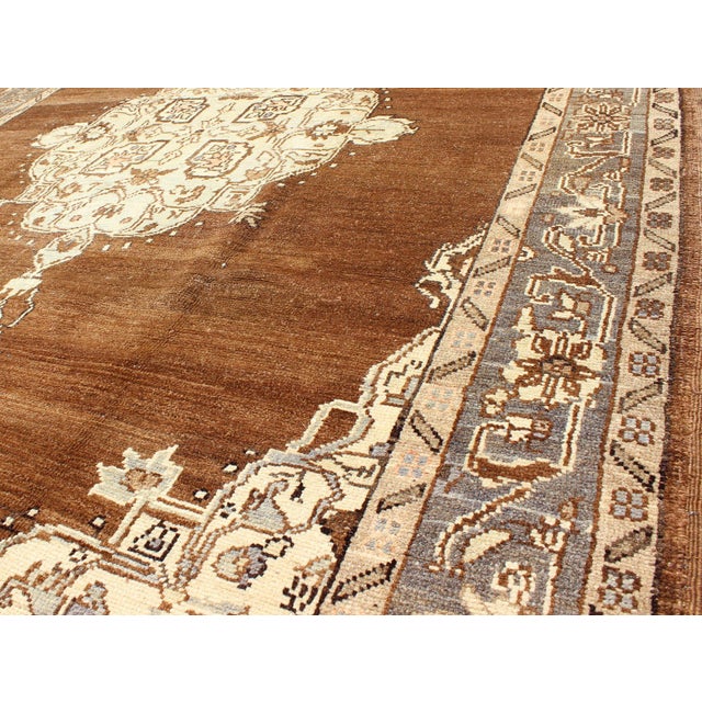 Taupe Vintage Turkish Oushak Rug With Floral Motifs in Chocolate Brown, Ivory, Taupe 5'7 X 8 For Sale - Image 8 of 8