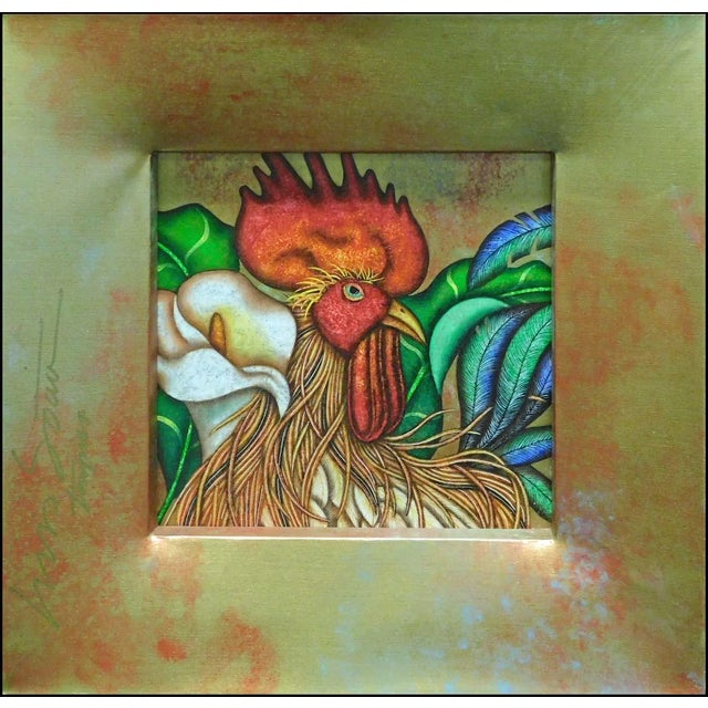 Luis Sottil "Determined Posture" Ghr3 Rooster Hand Signed Canvas, Framed For Sale