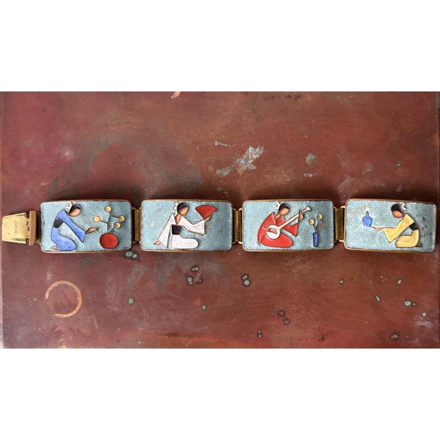 Mid-Century Modern Enamel Link Bracelet with Cloisonné Geishas by Albert Gustav Bunge, Germany, 1950s For Sale - Image 9 of 9