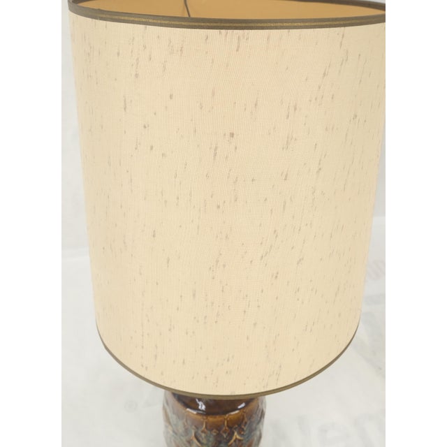 Mid 20th Century Brown Grey Blue Glazed Pottery Ceramic Vase Shape Table Lamp Mint - a Pair For Sale - Image 14 of 14