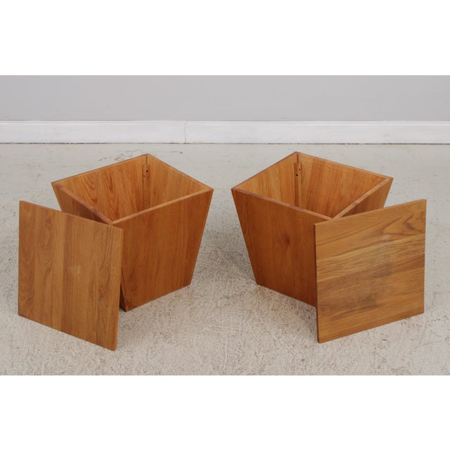 Pair Modern Arts & Crafts Design Oak Box Tables For Sale - Image 4 of 13