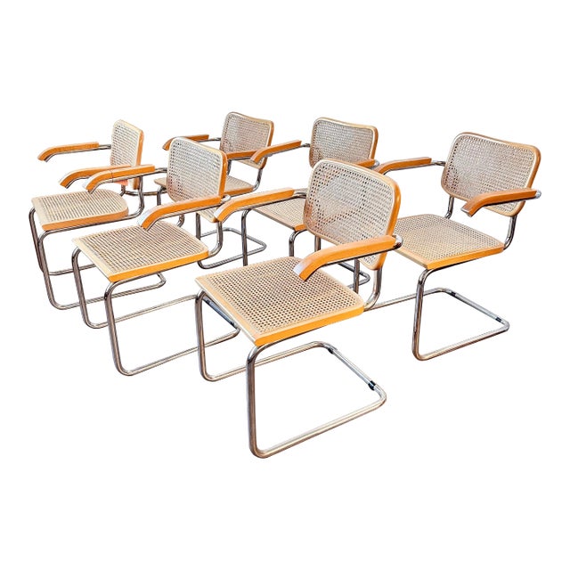 Original Cesca Cane Back Arm Chairs Made in Italy Set of 6 Chairish