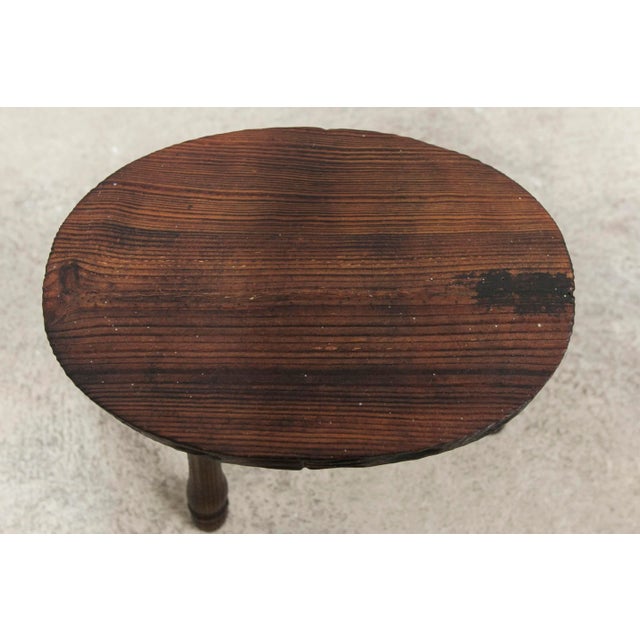 Low Brutalist Wood Stool, 1950 For Sale - Image 4 of 13