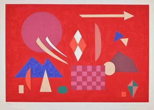 Otto Hofmann, Red Composition, Original Screen Print, 1989