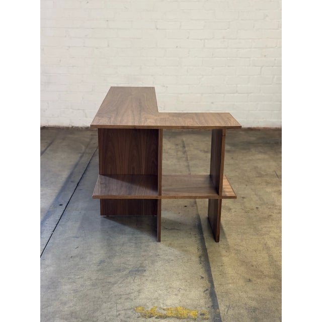 Custom Made Corner Sofa Bookcase in Walnut For Sale - Image 9 of 12