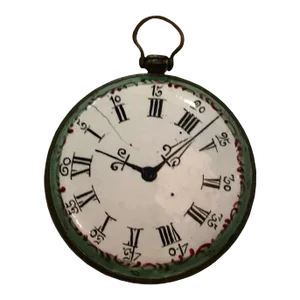 18th Century Antique English Battersea Locket in the Form of a Clock