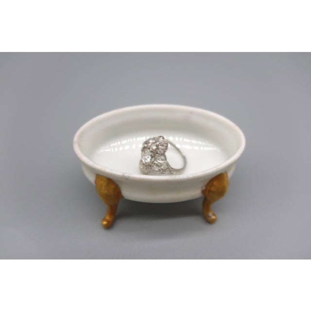 Vintage French Porcelain Footed Jewelry Dish For Sale - Image 9 of 9