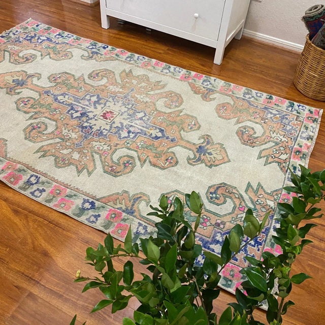 Shabby Chic Vintage Neutral Oushak Rug For Sale - Image 3 of 12