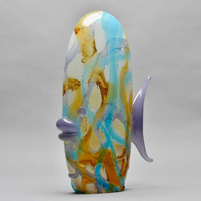 Mid-Century Modern Tall Mid Century Multi Color Murano Glass Fish For Sale - Image 3 of 13