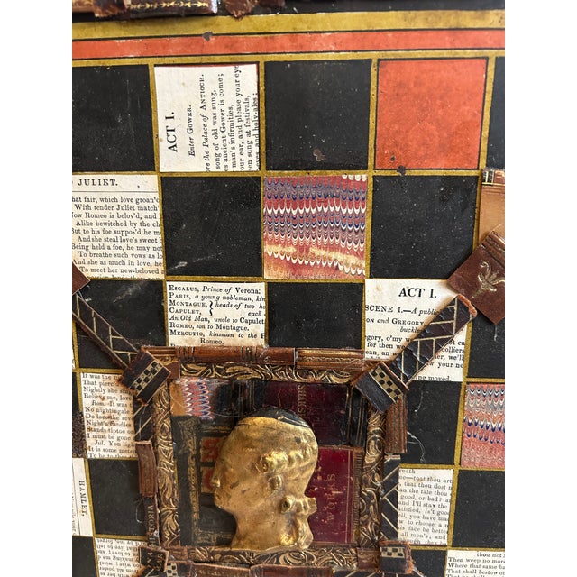 2000 - 2009 Mixed Media Collage on Antique Gameboard For Sale - Image 5 of 9