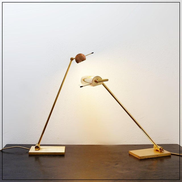 Metal Vintage Brass Articulating Desk Lamps by Stéphane Davidts, Belgium, Set of 2 For Sale - Image 7 of 16