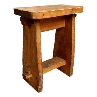 Antique Rustic Elm Stool, 1900s For Sale