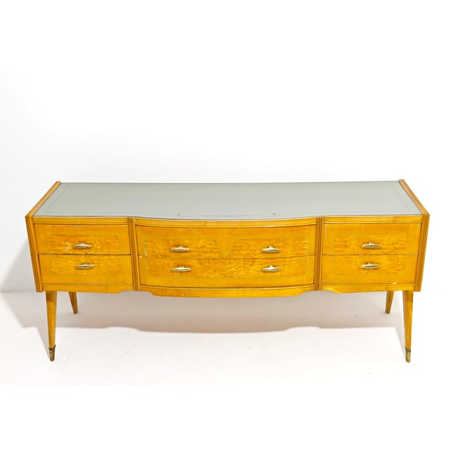 1950s Italian Sideboard with Mirror in Maple Wood, 1950s For Sale - Image 5 of 18