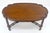 1970s Faux Bamboo Walnut Oval Shield Shape Compact 37" Long Coffee Side Table For Sale - Image 5 of 12