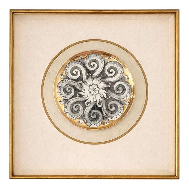 1970s Piero Fornasetti Greek Swirl Design Plate Under Glass Shadow Box For Sale