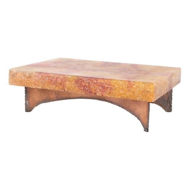 Fractal Resin and Patinated Iron Coffee Table, 1970 For Sale