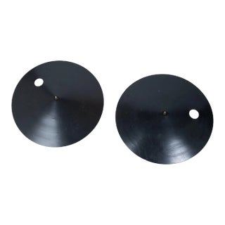 Enameled Steel Lunar Eclipse Circular Wall Sconces - a Pair For Sale