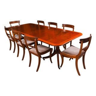 Vintage 20th Century Regency Revival Dining Table & Chairs from William Tillman, Set of 9 For Sale