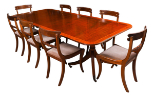 Vintage 20th Century Regency Revival Dining Table & Chairs from William Tillman, Set of 9
