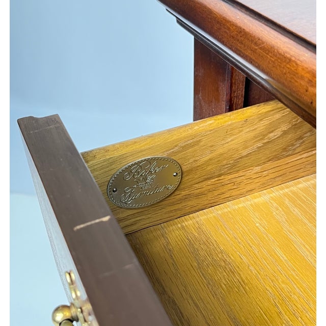 Chippendale Vintage Baker Furniture Chippendale 5-Leg Burl Walnut & Mahogany Console Table For Sale - Image 3 of 16