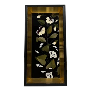 19th Century, Italian Pietra Dura Floral Stone Inlaid Framed Panel