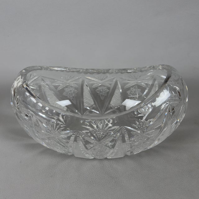 Bohemian Oval Crystal Centerpiece Vase, 1960s For Sale - Image 11 of 11