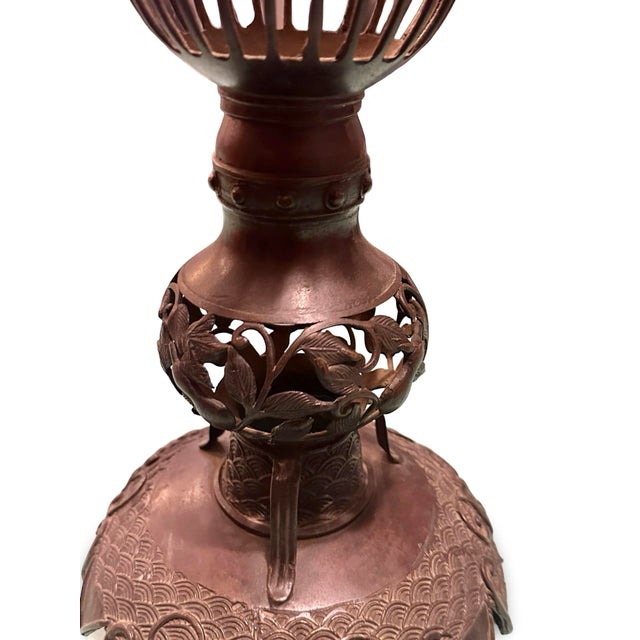 Metal Vintage Japanese Bronze Candle Holder For Sale - Image 7 of 7