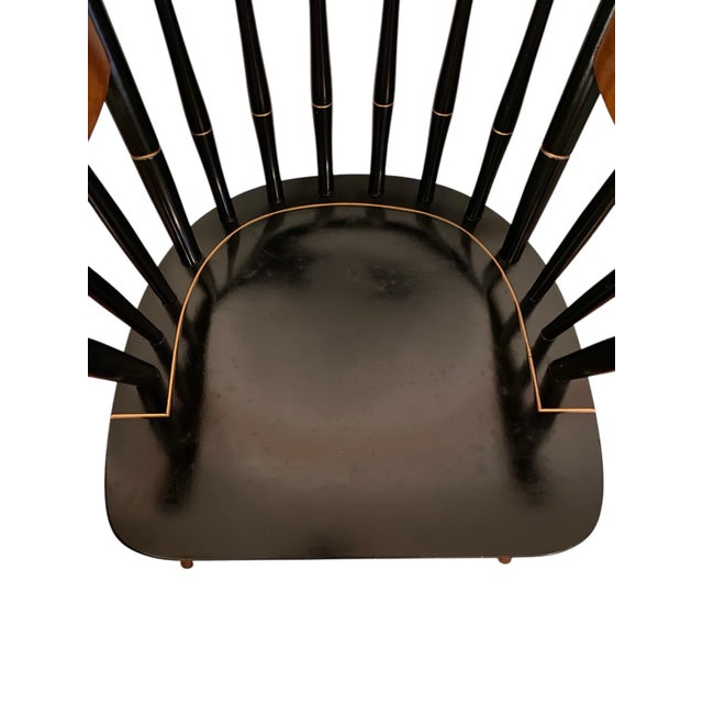 Mid 20th Century Vintage Nichols & Stone Brown University Collegiate Windsor Chair With Gold Accents For Sale In Chicago - Image 6 of 10