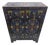 Vintage Asian Black Polychrome Chinoiserie Storage Cabinet Hand Painted Motif For Sale