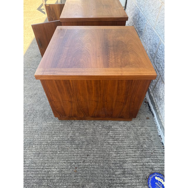 Mid-Century Walnut Nightstands by Lane Furniture, Pair For Sale - Image 10 of 12