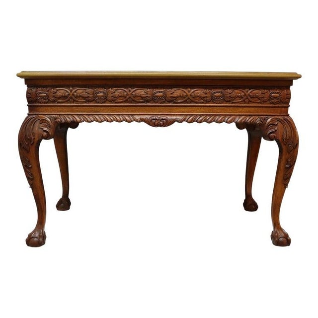 Chippendale Style Floral & Foliate Carved Mahogany Table C1900 For Sale - Image 14 of 15